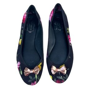 Ted Baker London Imme 2 Ballet Flats Citrus Bloom Rose Gold Bow Size 39